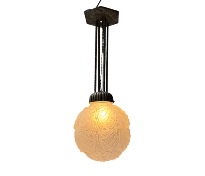 Art Deco Muller Frères Luneville Style Pendant Light, 1930s